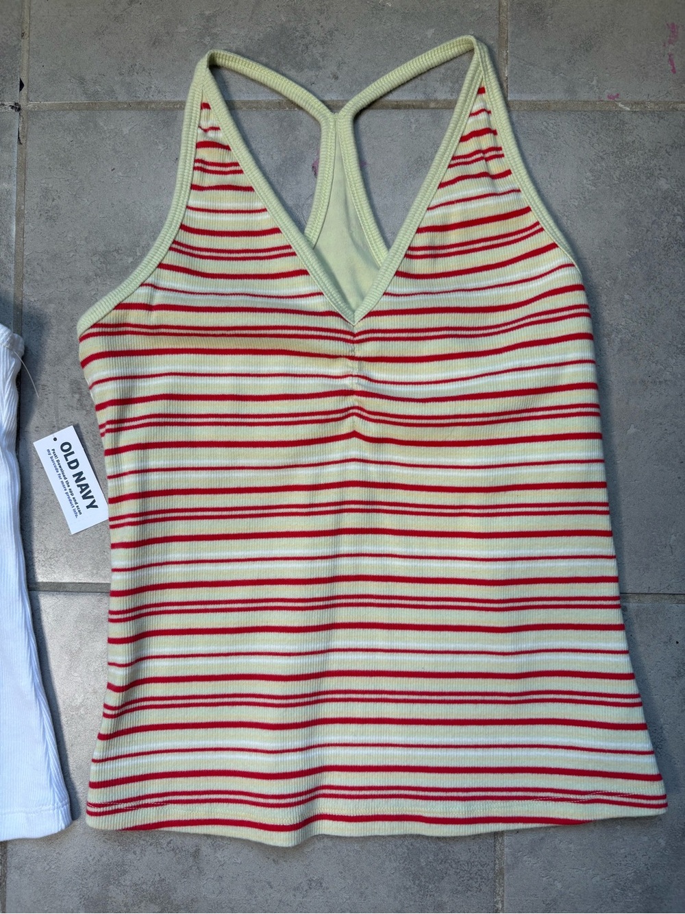 Old Navy Halter racer back tank tops. Summer stripes white green red - Picture 4 of 6